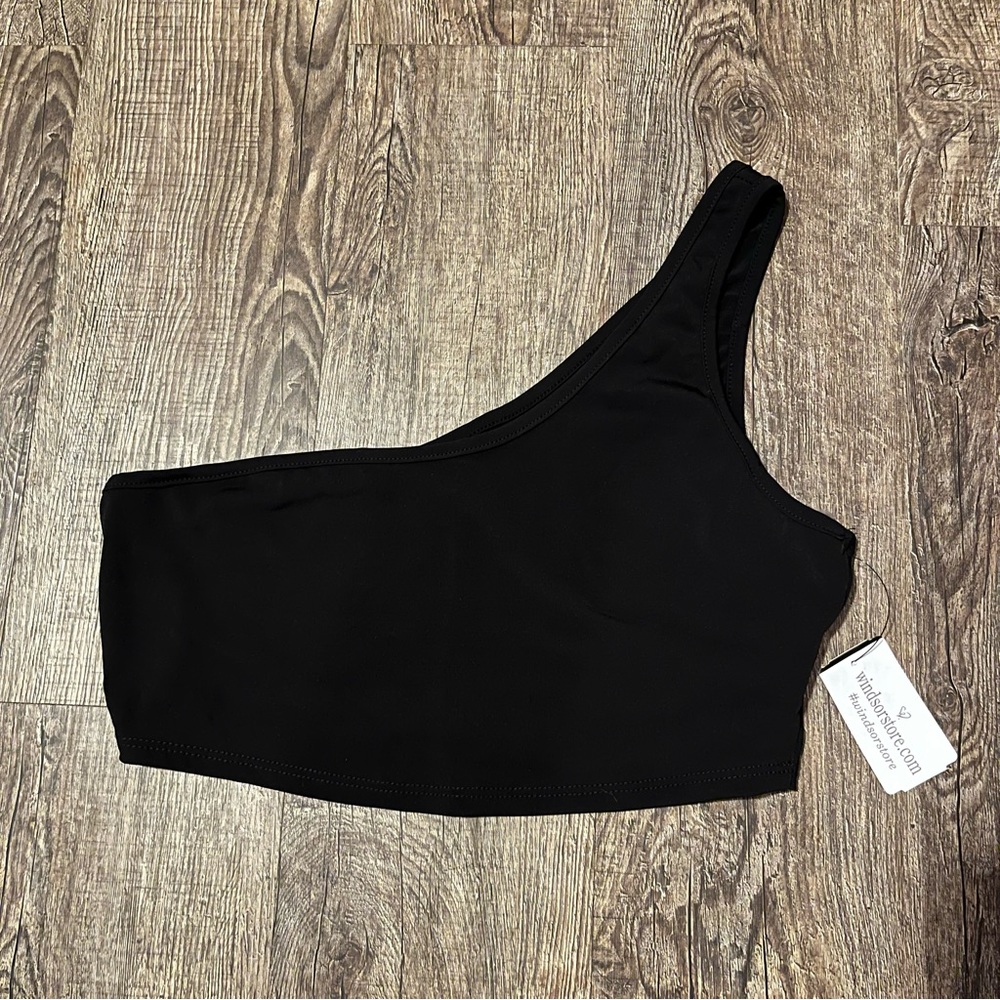 Windsor One-Shoulder Black Crop Top